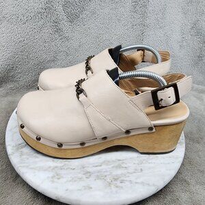 Silent D Shoes Womens EU 37 Size 6.5 Beige Leather Georgia Clogs *Read*